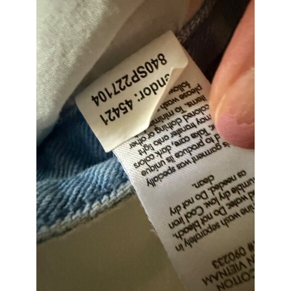 Pacsun Womens Two-Tone Denim Mini Skirt Size 27 Fringe Hem Blue Patchwork Cotton - Picture 2 of 12